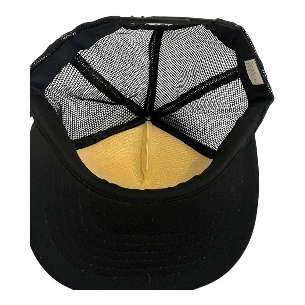 Vintage‎ Linweld Foam Trucker Hat Black White Mesh Snapback Cap Made in USA